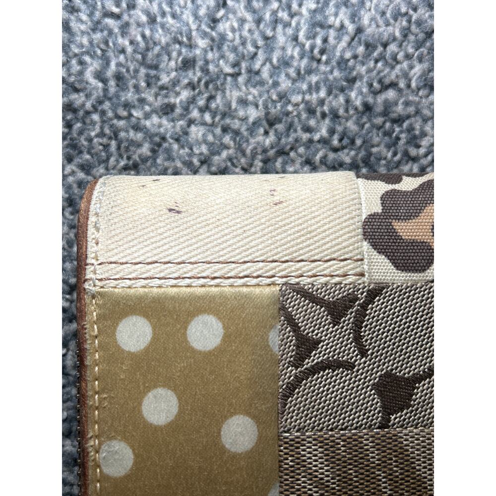 Coach Ltd Ed Multi Khaki Patchwork Accordion Zip … - image 5